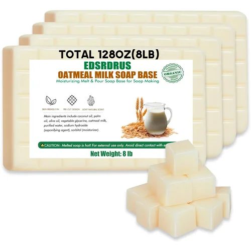Vista 8 de EDSRDRUS Base de jabón aromática de 1 libra hecha a mano con aloe vera y aceite de coco, base de jabón hidratante para derretir y verter