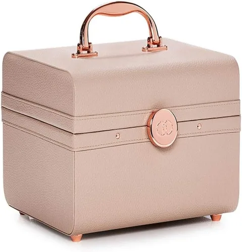 Vista 2 de Caboodles Life & Style pequeño estuche para tren, organizador de maquillaje y cosméticos, estuche pequeño para tren, color crema blanca