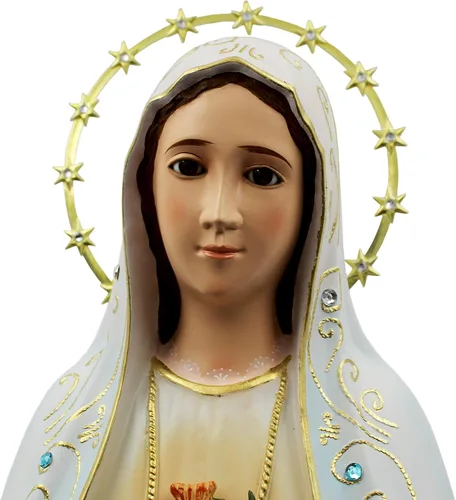Vista 2 de Estatua religiosa pintada a mano del Sagrado Corazón de María de 32 pulgadas, fabricada en Portugal