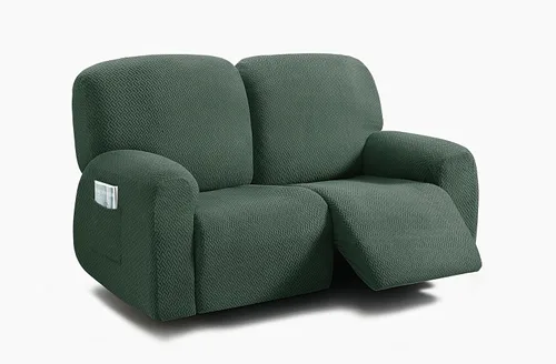 Vista 17 de ULTICOR Fundas jacquard para sofá reclinable de 8 piezas, fundas elásticas para sofá reclinable de 3 cojines, gruesas, suaves y lavables (estilo 3)