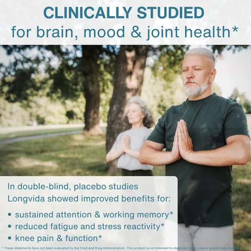 Vista 5 de Longvida - Curcumina optimizada de 500 mg, ultra biodisponible y acción sostenida, vegana, 30 cápsulas