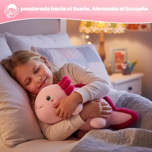 Vista 7 de SQEQE Ajolote de peluche con peso, juguete de peluche de ajolote con peso suave, bonita almohada para abrazar, regalo para niños y adultos