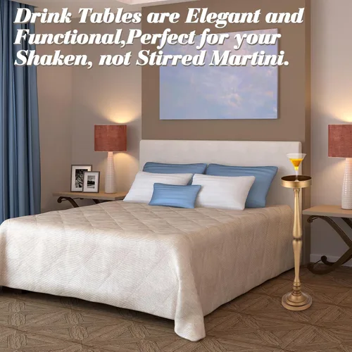 Vista 6 de CroBlissful Mesa redonda de Martini para bebidas de 2 piezas para espacios pequeños, mesita de noche, sala de estar, dormitorio, mesa auxiliar
