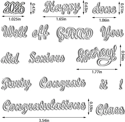 Vista 2 de Estivaux Palabras de graduación 2026 troqueladas para hacer tarjetas, letras de felicitaciones, plantillas de troqueles de graduación, plantillas