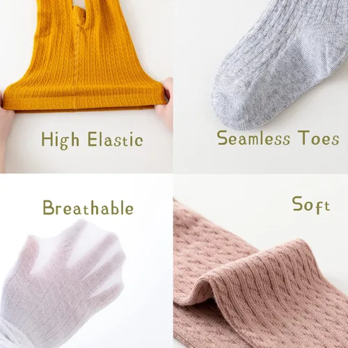 Vista 4 de Marchare Mallas de punto trenzado para bebés y niñas, medias cálidas de invierno para niñas pequeñas, paquete de 23 de 2 a 10 años