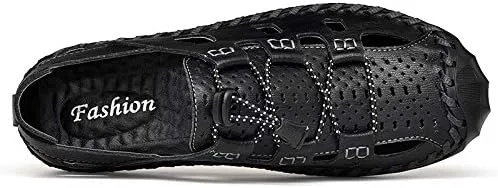 Vista 5 de DZUJY Sandalias Hombre Pantuflas para hombres Chanclas para hombre Zapatos de verano con punta cerrada de cuero transpirable al aire libre Zapatos