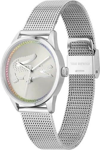 Vista 2 de Lacoste Reloj de cuarzo Ladycroc para mujer, plateado
