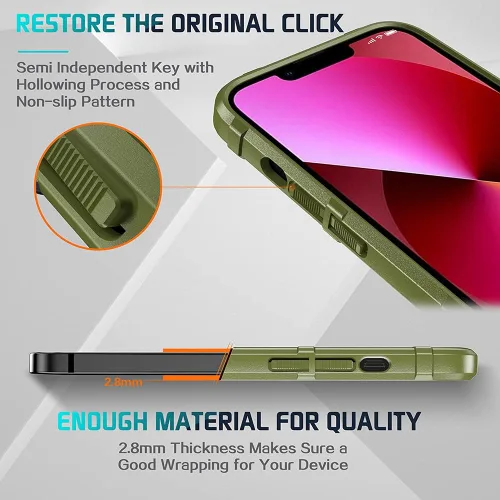 Vista 3 de Funda para iPhone 13, Rugged Shield 8 pies a prueba de caídas TPU Armadura gruesa Funda protectora táctica compatible con iPhone 13 (6.1 pulgadas)
