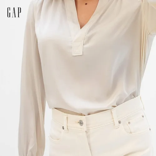 Vista 3 de GAP Camisa de manga larga con cuello en V para mujer