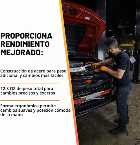 Vista 4 de Mishimoto MMSK-BK palanca de cambio con peso, con 3 insertos de rosca para adaptarse a varios modelos de vehículos, acero negro