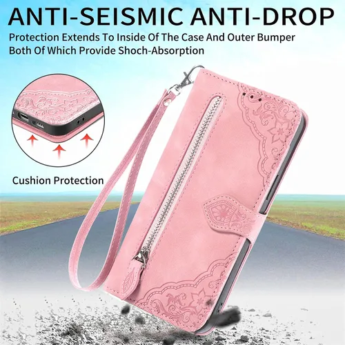 Vista 5 de Funda compatible con Xiaomi Poco X3 GT, cartera con cremallera, compatible con Redmi Note 10 Pro (China) 5G de piel sintética con cierre magnético