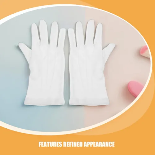 Vista 7 de 3 Pairs White Billiards Referee Gloves Comfortable Pool Snooker Competition Gloves Cotton-Polyester Blend Protective Mittens for Men and Women