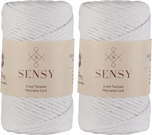 Vista 35 de Sensy - Cuerda de macramé prémium de 0.118 in, 109 yardas, 100% algodón, una hebra torcida, cuerda de macramé, hilo de algodón para macramé, hilo