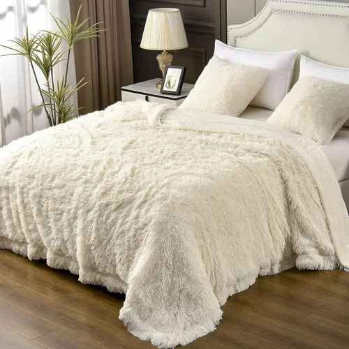 Vista 35 de YUSOKI manta de piel sintética extrasuave con pelos largos, transpirable, de 50 x 60 pulgadas, mullida, acogedora y cómoda, de microfibra de lujo