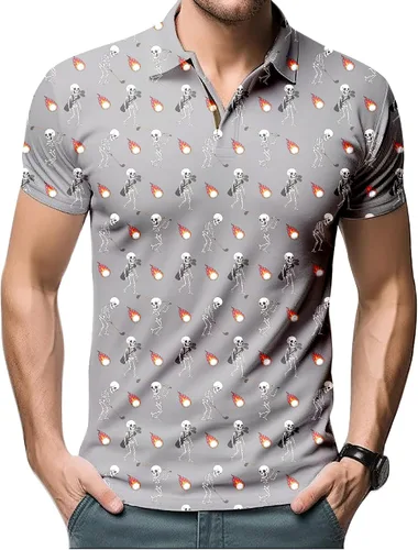 Vista 123 de Camisa de golf de los años 80 para hombre, ajuste seco, manga corta, estampada, divertidas, camisas de golf de los años 90 para hombre