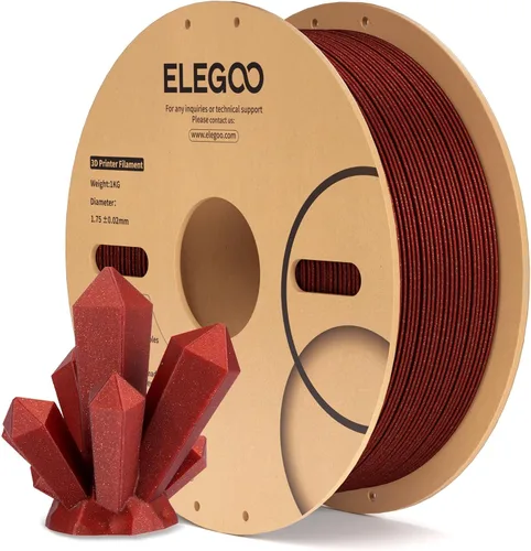 Vista 14 de ELEGOO - Filamento PLA de 1.75 mm (4/64 pulgadas), negro brillante, 2.20 libras, para impresora 3D con brillo centelleante, precisión dimensional