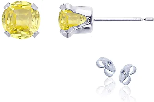 Vista 90 de Aretes de tuerca de plata de ley 925 chapados en oro de 14 quilates macizo, oro amarillo, blanco o rosa de 0.236 in Amatista
