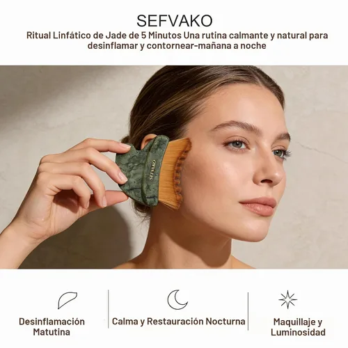 Vista 2 de Lymphatic Contour Face Brush, Dual-Ended Dry Brush + Cool-Touch Jade Gua Sha Edge, 0.075mm Ultra-Soft Bristles Gua Sha Facial Tools, for Lymphatic