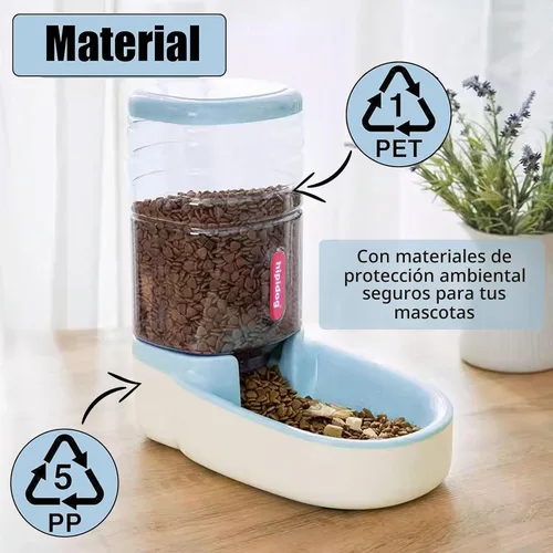 Vista 4 de kathson Comedero automático para gatos de 1 galón con gravedad, dispensador de comida para perros, gran capacidad, cuenco de comida para mascotas