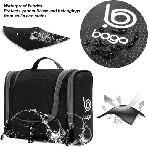 Vista 4 de Bolsa de Aseo de Viaje Bago Bolsa de Aseo Impermeable Colgante Bolsa de Aseo Grande para Baño y Viaje Organizador de Bolsa de Artículos de Tocador