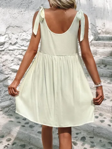 Vista 2 de Verdusa Vestido corto acampanado acampanado con cuello en V profundo y lazo para mujer