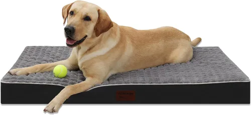 Vista 19 de Colchonetas de Cama para Perros Medianos - Cama Ortopédica para Perros con Espuma Gruesa tipo Huevo para Jaula, Funda Extraíble Lavable, Base Negro