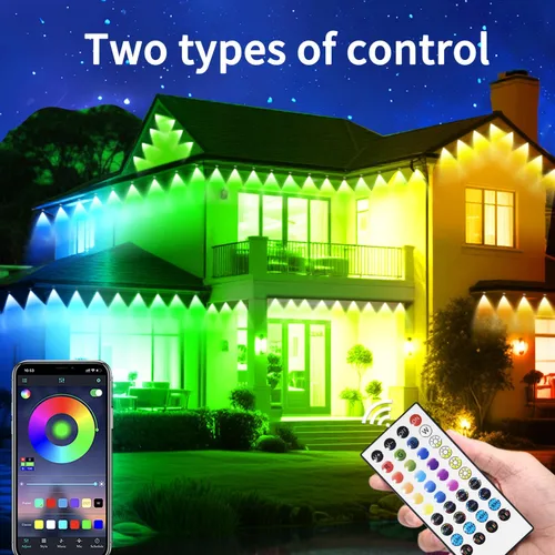 Vista 2 de Luz permanente para exteriores de 100 pies, luces RGB inteligentes para exteriores con aplicación y control remoto, sincronización de música