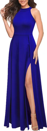 Vista 3 de MUSHARE Vestido largo formal sexy con cuello halter para mujer