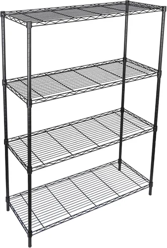 Vista 8 de ZENY Estantería de almacenamiento ajustable de 4 estantes, estante de alambre organizador de acero, estante de almacenamiento con patas niveladoras
