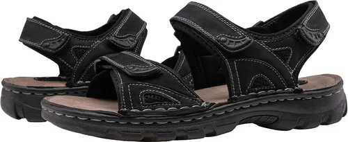 Vista 7 de Jousen Sandalias de cuero para hombre, sandalias de playa con punta abierta, sandalias deportivas de verano al aire libre