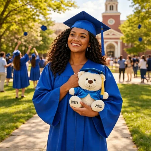 Vista 7 de Oso de graduación personalizado 2026-9.5 pulgadas 7 colores personalizados de peluche de graduación con fecha de nombre, regalo de graduación