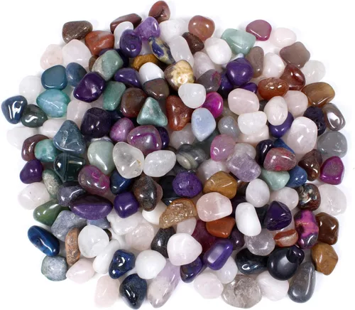 Vista 4 de Piedras preciosas naturales pulidas y teñidas, 5 libras (libras) + hoja de identificación de color educativo y libro de identificación de rocas