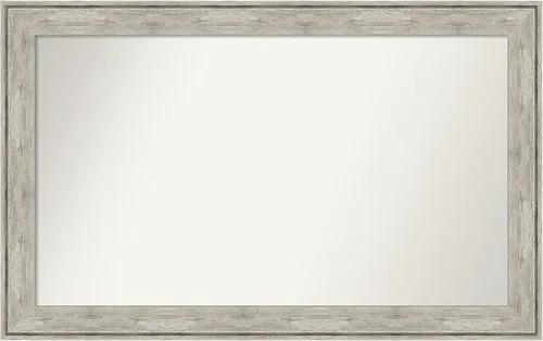 Vista 272 de Amanti Art Espejo de baño plateado para sobre el fregadero, 28 x 37 pulgadas, elegante espejo rectangular de peltre cepillado, marco de madera