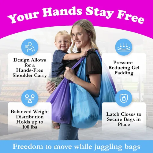 Vista 3 de Click & Carry Almacenamiento y organización de la cocina, organizador de bolsas de plástico y soporte para compras fáciles, Shark Tank, asa