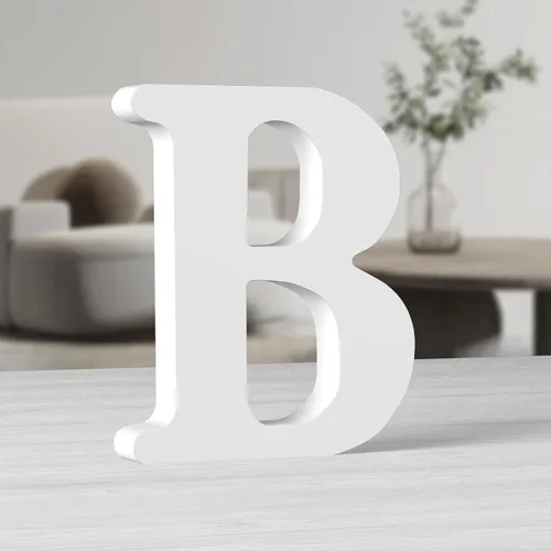 Vista 22 de AOCEAN Letras de madera grandes blancas de 10 pulgadas, letras de madera sin terminar para decoración de pared, letras decorativas de pie