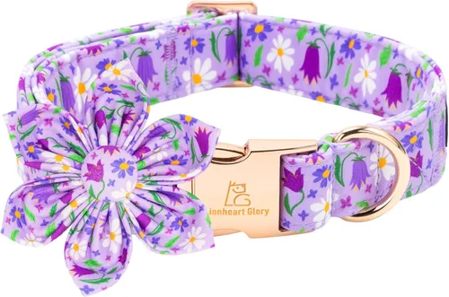 Vista 75 de Collar de perro Lionheart Glory, collar de perro rosa con flor, lindo collar para mascotas con patrón floral ajustable para perros pequeños Rosado