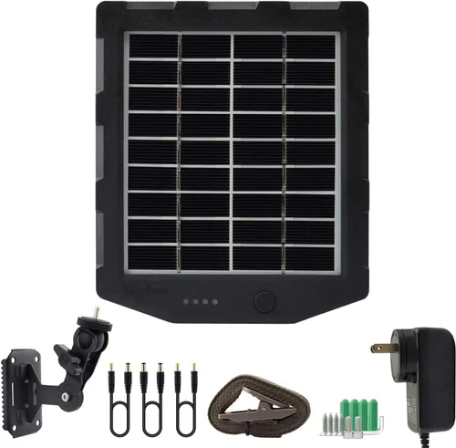 Vista 4 de Panel solar para cámara de rastro, kit de cargador de batería solar WingHome 12V/1A 6V/1.5A con batería de litio recargable de 2000 mAh integrada