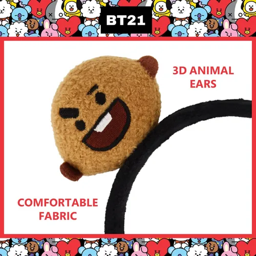 Vista 3 de BT21 LINE FRIENDS - Diadema de felpa bordada en 3D para mujer, talla única