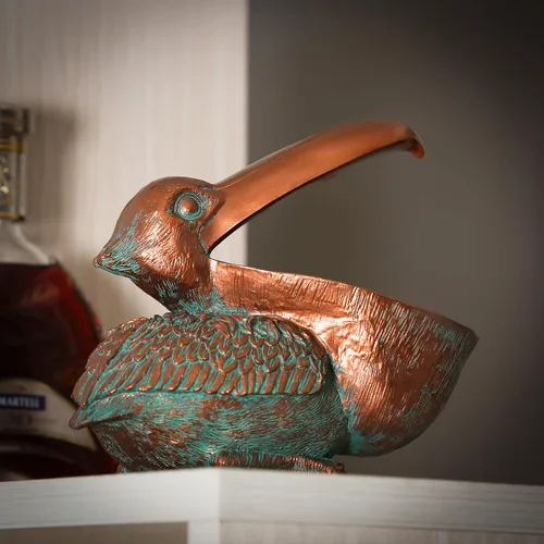 Vista 3 de Pelican - Decoración de mesa de estatua para el hogar y la oficina, decoración creativa de resina de Pelícano, cesta de almacenamiento, adorno