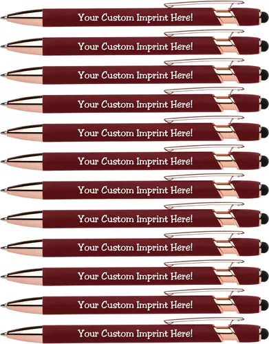 Vista 9 de ExpressDesigns™ - Bolígrafos personalizados de alta calidad de oro rosa con lápiz capacitivo Acento rosa Bolígrafos personalizados con nombre