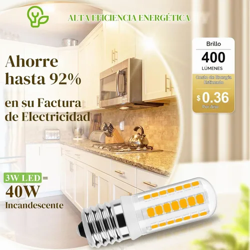 Vista 5 de DiCUNO Bombilla LED E17 regulable, bombillas para horno de microondas, 2700 K blanco cálido, 3 W (reemplazo incandescente de 40 W), 400 lm, 120 V