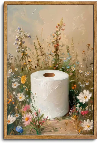 Vista 8 de AtterrirArt Divertido arte de pared enmarcado para baño, 8 x 10 pulgadas, lindo pato en el inodoro, lectura de periódico, decoración de pared