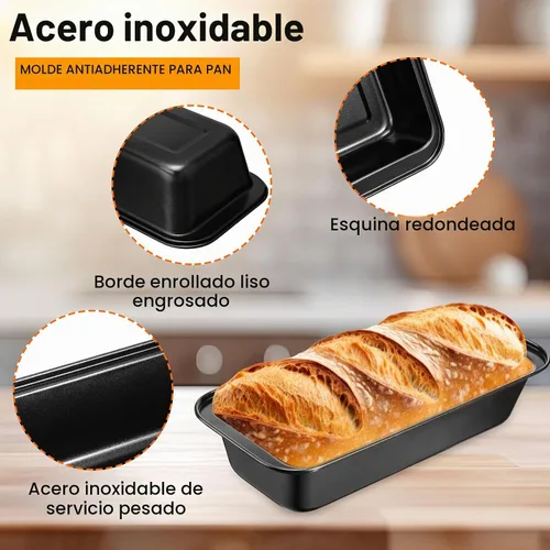 Vista 3 de Sliner - 6 moldes para pan de 12 x 5 pulgadas de largo para hornear pan