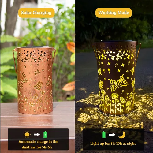 Vista 8 de ANYTALK Faroles Solares de Mariposa para Exteriores Impermeables, Regalos de Cumpleaños para Mujeres Mamá Abuela, Luces Solares Colgantes