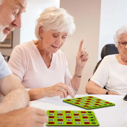 Vista 5 de MR CHIPS Tarjetas de bingo con punta de dedo de impresión grande a prueba de atascos y fáciles de leer con ventanas deslizantes, color verde
