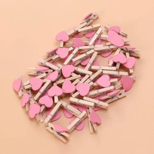 Vista 8 de NUOBESTY 50pcs mini pinzas de madera con corazones para boda, decoración del día de San Valentín