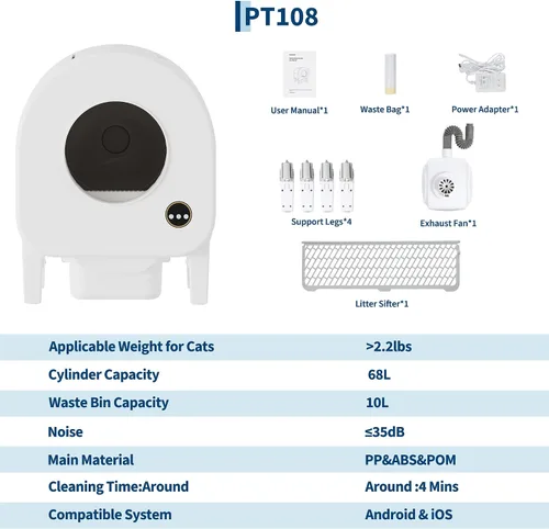Vista 8 de Garvee Caja de arena para gatos autolimpiante, caja de arena inteligente automática para mascotas, gran capacidad para múltiples gatos, control
