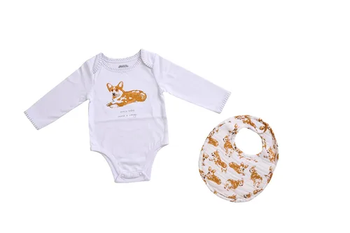 Vista 8 de Mud Pie Babero y oruga con estampado de perro Bulldog, Aussie