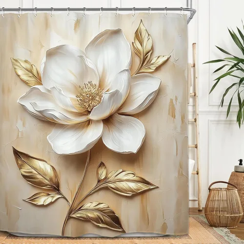 Vista 12 de Miyotaa - Juego de cortina de ducha con flores para decorar un baño pequeño o una ventana, 36 pulgadas de ancho x 71 pulgadas de alto, cortina