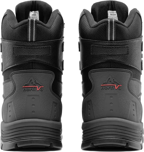 Vista 7 de NORTIV 8 Botas de esquí de invierno con suela de goma para hombre, con aislamiento impermeable Negro